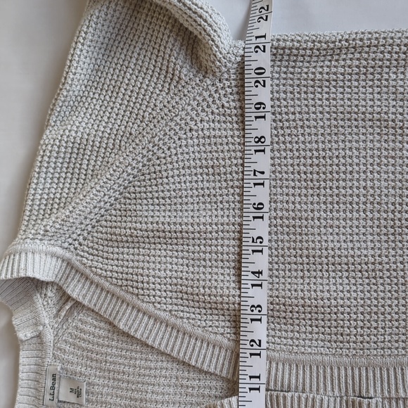 L.L. Bean Marled Open Front Open Weave Cardigan MEDIUM Beige Cream - Picture 14 of 16